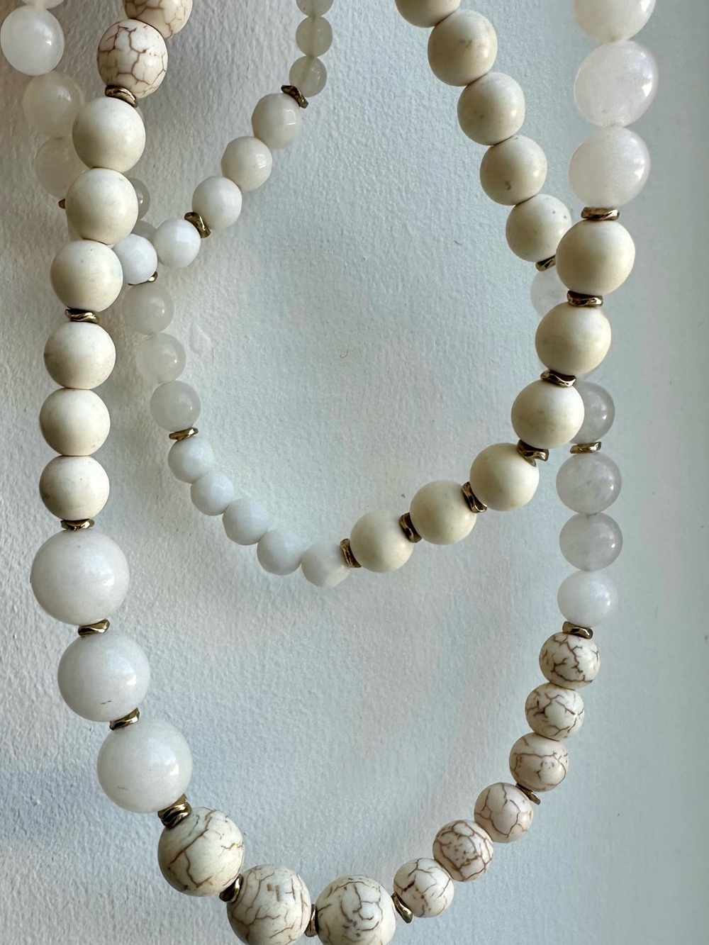White Beaded Women’s Necklace - Elegant Neutral Statement